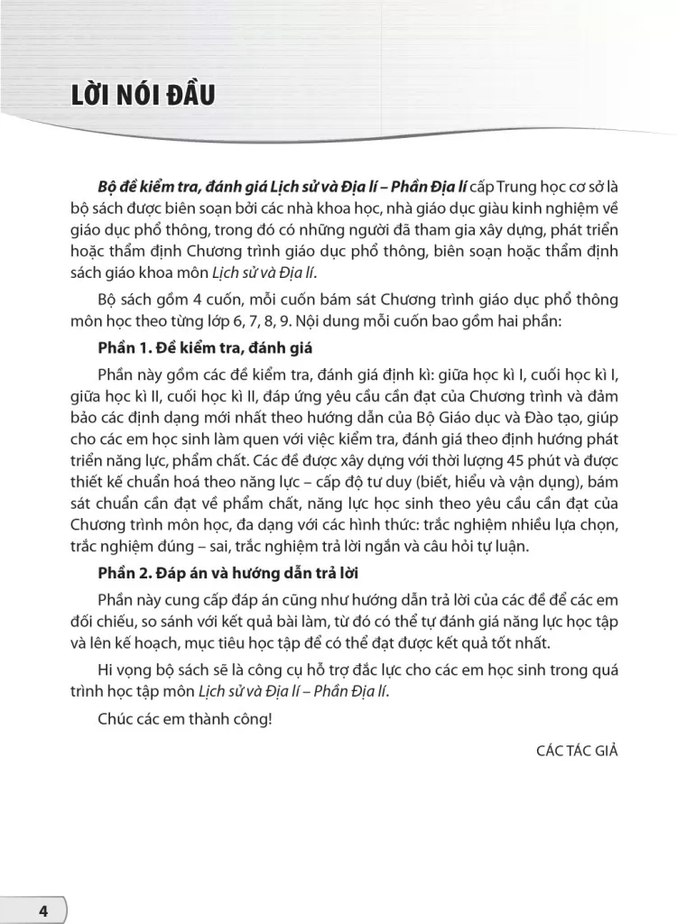 BỘ ĐỀ KIỂM TRA, ĐÁNH GIÁ LỊCH SỬ VÀ ĐỊA LÍ LỚP 6 - PHẦN ĐỊA LÍ (Theo chương trình GDPT 2018)